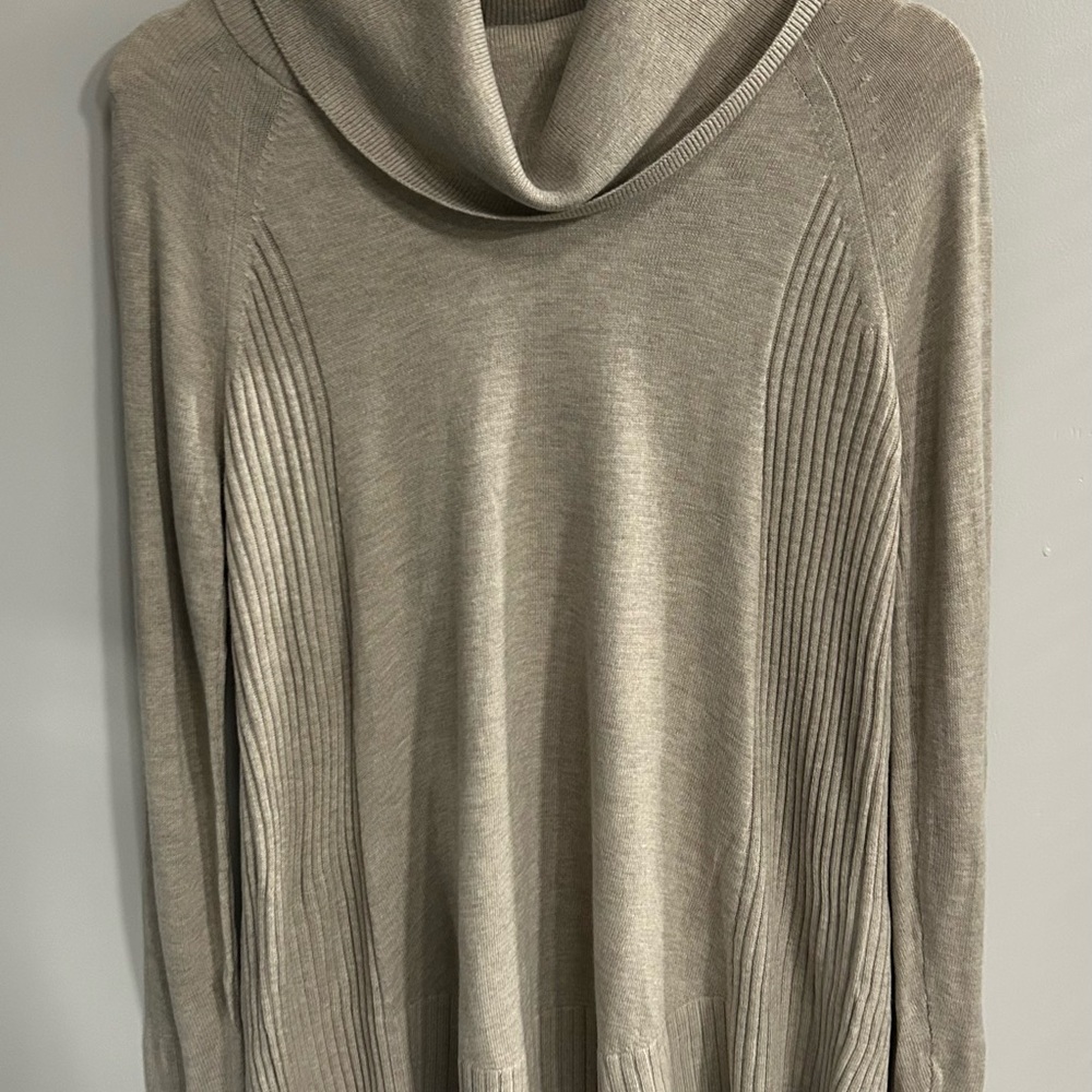LOFT Taupe Cowl Neck Sweater
